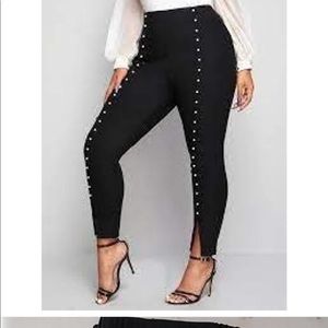 Pearl beaded split hem pants. New with tag. 1X or 16.